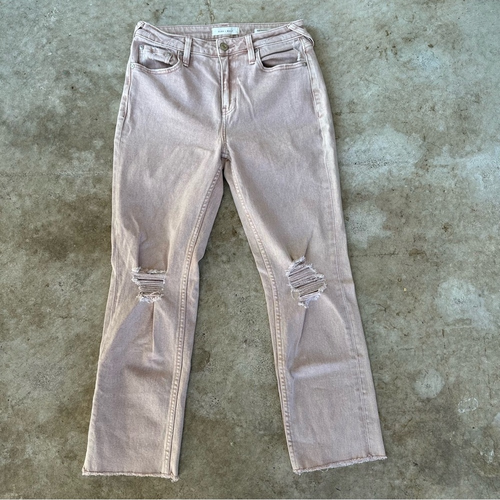 Cleo + Wolf Distressed Light Pink High Rise Straight Jeans W27 L27 Women's